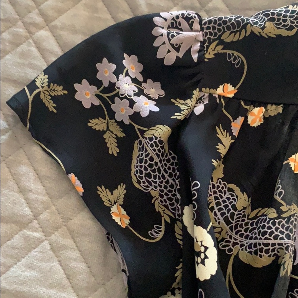 Reformation Black and Purple Floral Wrap Dress sz XS - Picture 9 of 12